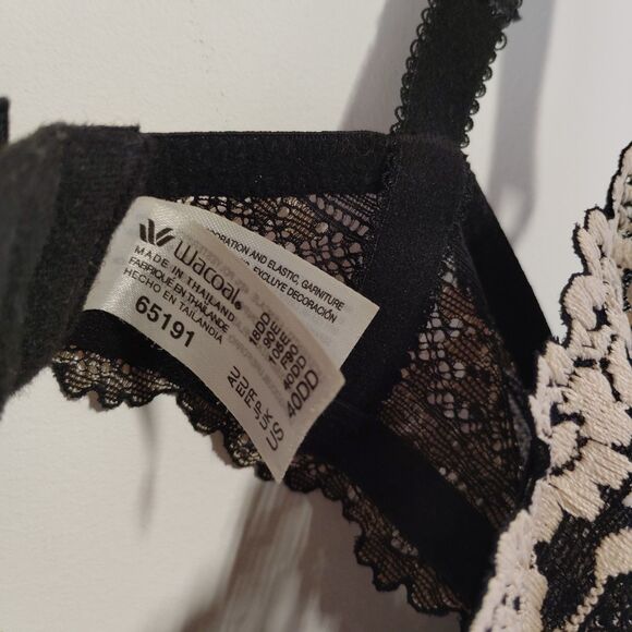 Wacoal Embrace Lace Plunge Bra Black 40DD Intimates Embroidered - Picture 5 of 8